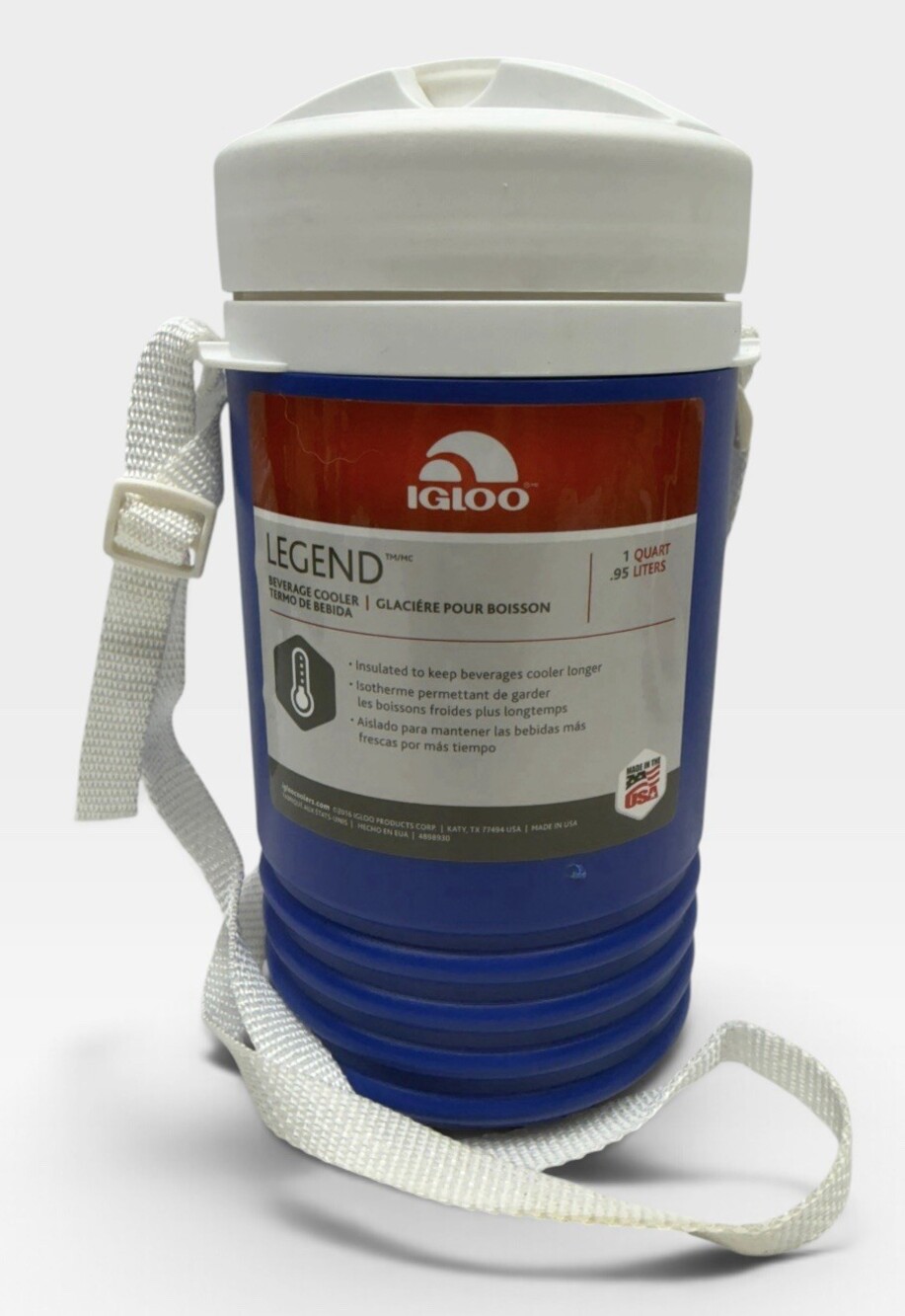 Igloo Legend 1 Quart Beverage Cooler Jug Blue White Strap NEW Made in USA